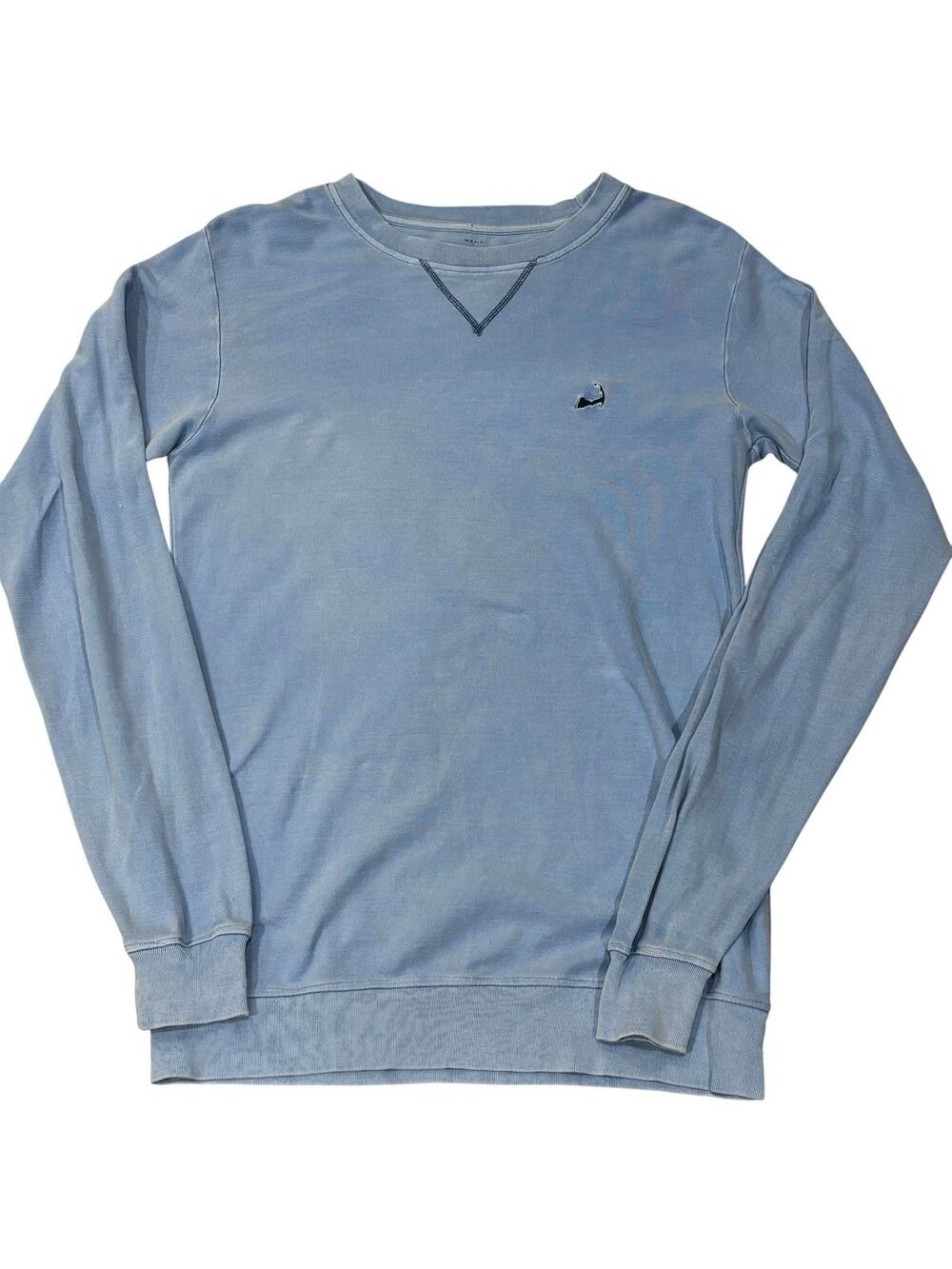 Cuffys Cape Cod Ocean Wash Lt Blue Crew Neck Cotton Mesh Pullover Small